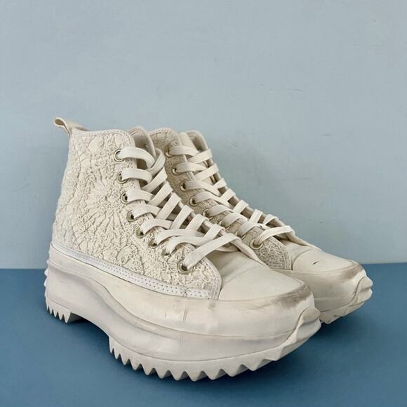 Converse Run Star Hike Daisy Cord Egret Lace Up Platform Sneakers - Picture 3 of 10